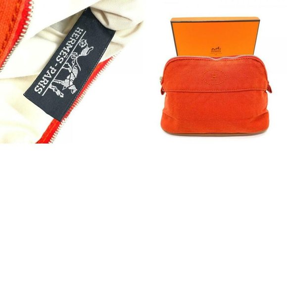 AUTHENTIC HERMES Bolide pouch mini Pouch cotton Or - Picture 10 of 11